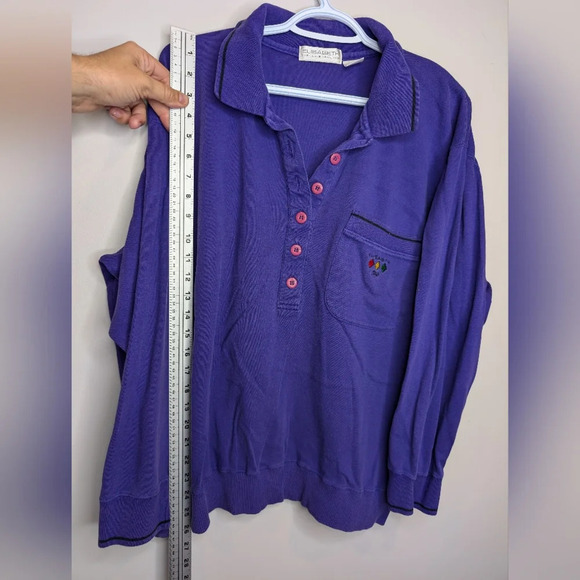 Vintage Elisabeth Liz Colborne Purple Long Sleeve 1/4 Button Down Sweater Size 2 - Picture 7 of 7